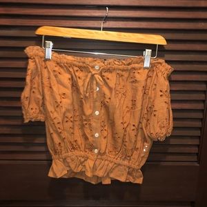 Brown Off the Shoulders Top